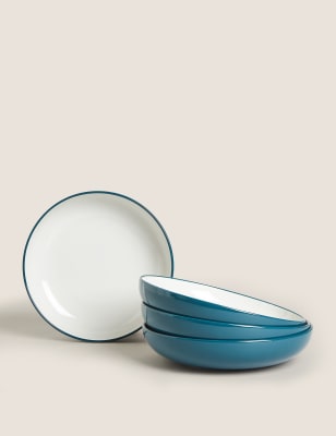 M&S Set of 4 Tribeca Pasta Bowls - Teal, Teal