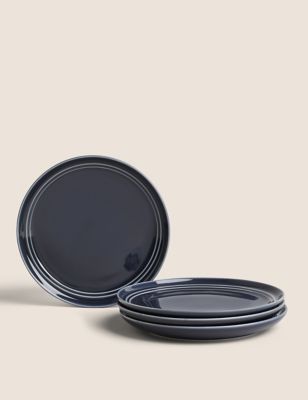 M&S Set Of 4 Marlowe Side Plates - Dark Grey, Dark Grey,Light Grey,White