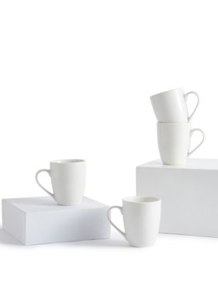 

M&S Collection Set of 4 Porcelain Mugs - White, White