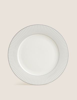 M&S Hampton Stripe Dinner Plate - Grey Mix, Grey Mix