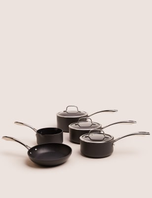 

M&S Collection 5 Piece Hard Anodised Pan Set - Black Mix, Black Mix