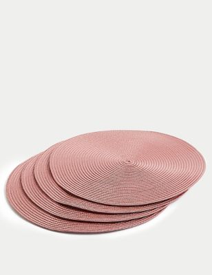 M&S Set of 4 Round Woven Placemats - Pale Pink, Pale Pink