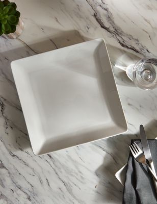 M&S Maxim Square Dinner Plate - White, White