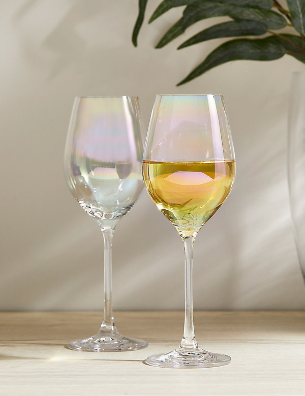 Set of 2 Lustre White Wine Glasses - CZ