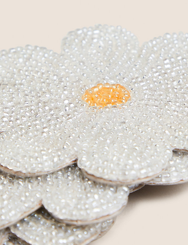 Set of 4 Beaded Floral Coasters