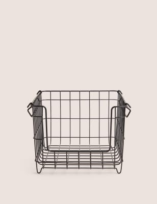 M&S Large Stackable Storage Basket - Black, Black