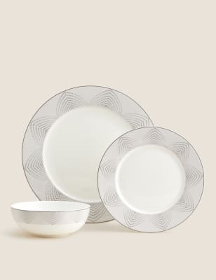 

M&S Collection 12 Piece Hampton Deco Dinner Set - Grey Mix, Grey Mix