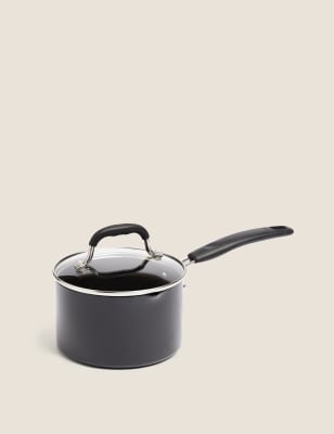 M&S Collection Black Aluminium 16cm Non-Stick Saucepan, Black