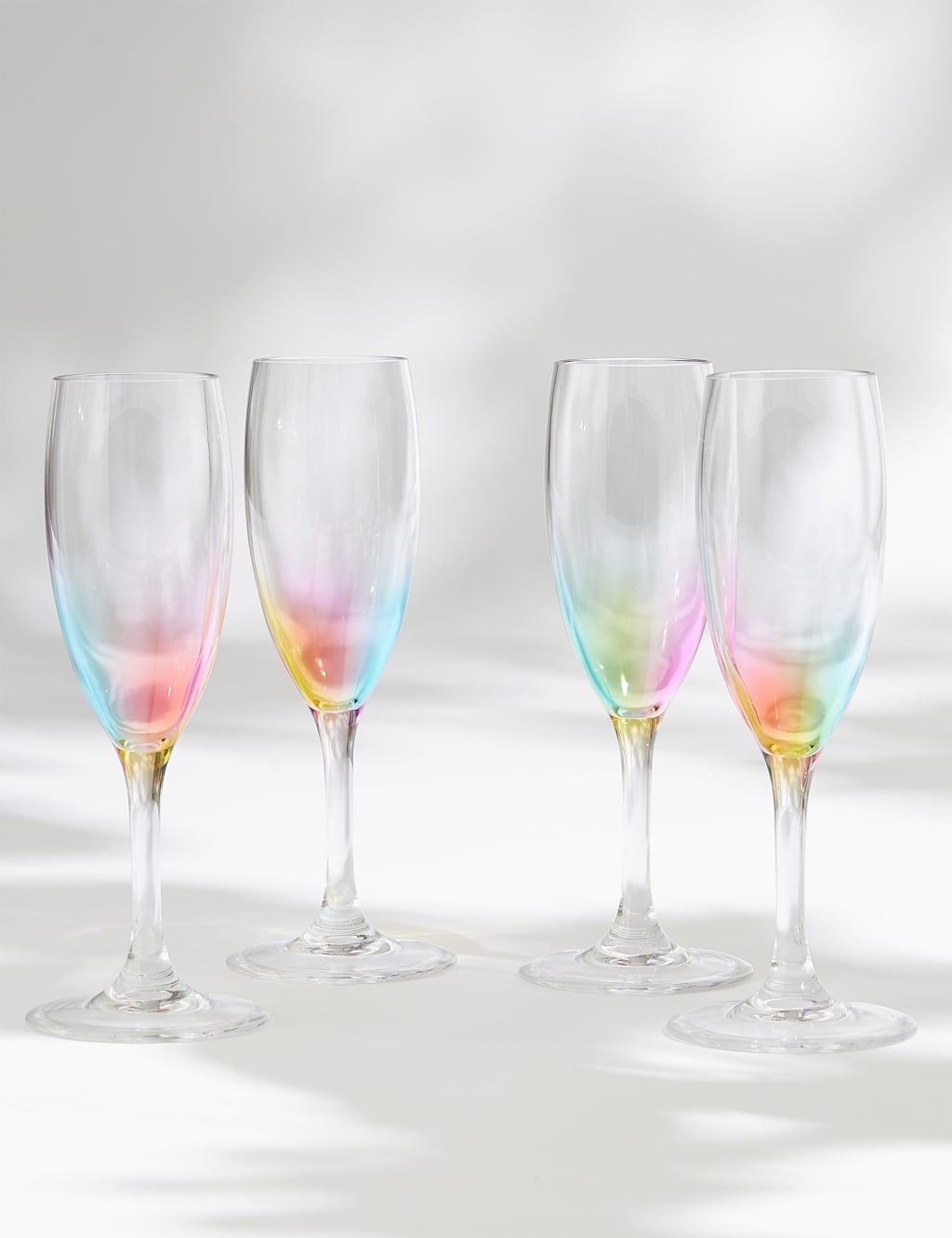 Set of 4 Rainbow Picnic Champagne Flutes