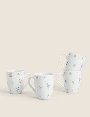 Set of 4 Floral Mugs