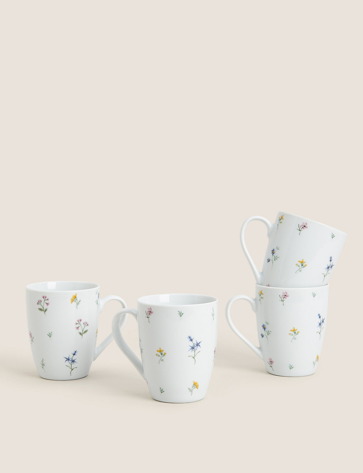 Set of 4 Floral Mugs