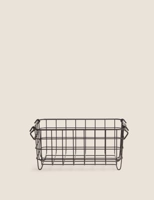 

M&S Collection Small Stackable Wire Storage Basket - Black, Black