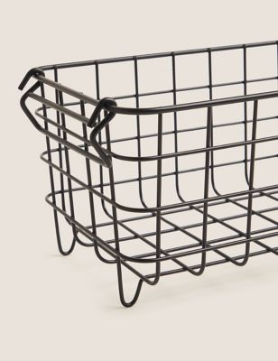 M&S Collection Small Stackable Wire Storage Basket - Black