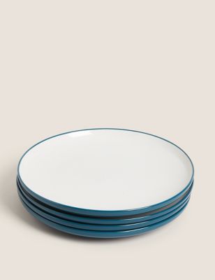 

M&S Collection Set of 4 Tribeca Dinner Plates - Teal, Teal