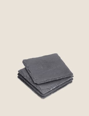 

Set of 4 Square Slate Coasters, Slate