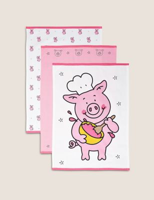

Percy Pig™ Set of 3 Percy Pig™ Tea Towels - Pink, Pink