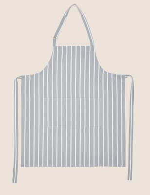 

M&S Collection Pure Cotton Striped Apron - Grey, Grey