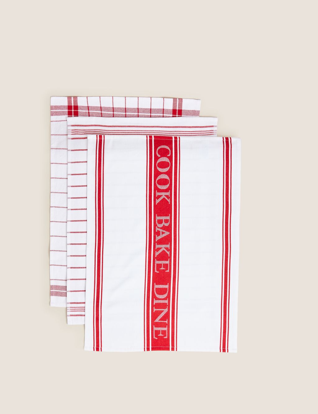 Set of 3 Cotton Rich Striped Tea Towels image 1