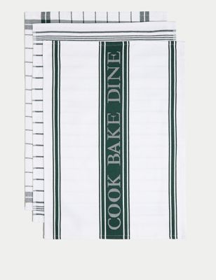 Set of 3 Cotton Rich Striped Tea Towels