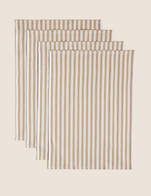 

M&S Collection Set of 4 Cotton Rich Basket Weave Tea Towels - Neutral, Neutral