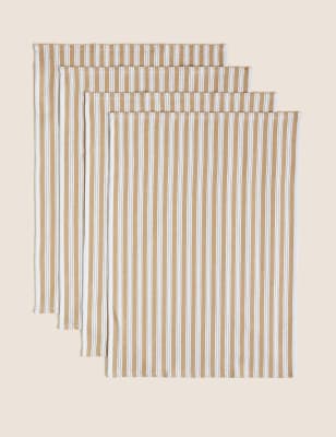 

M&S Collection Pack de 4 paños de cocina con trenzado tipo cesta de algodón - Neutro, Neutro