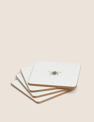 Set of 4 Bee Print Coasters - CN
