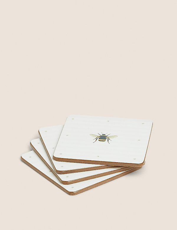 Set of 4 Bee Print Coasters - PT