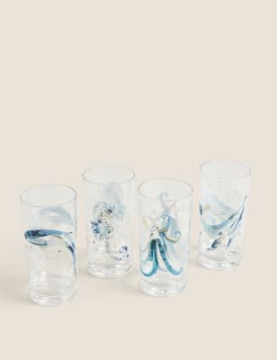 M&S Collection Set of 4 Nautical Picnic Highballs - Multi