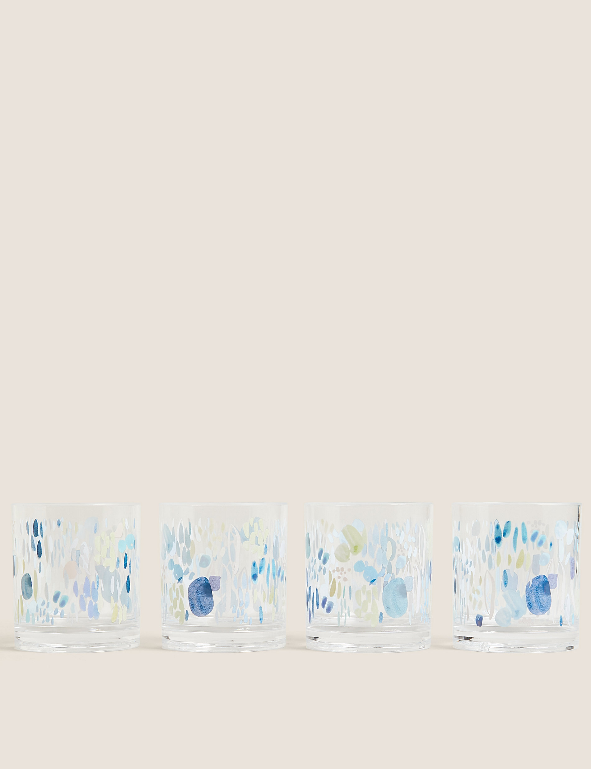 סט של 4 כוסות רחבות לפיקניק עם עיטור במוטיב ימי