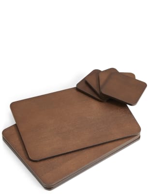 Set Of 4 Wood Veneer Placemats Coasters M S