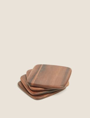 

M&S Collection Set of 4 Acacia Wooden Coasters - Natural, Natural