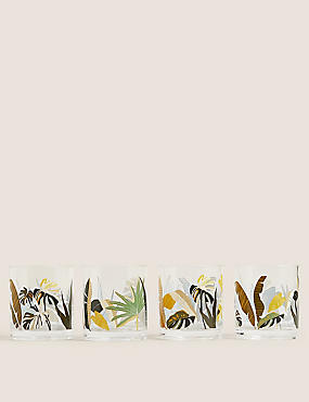 סט של 4 כוסות רחבות לפיקניק עם הדפס ג'ונגל