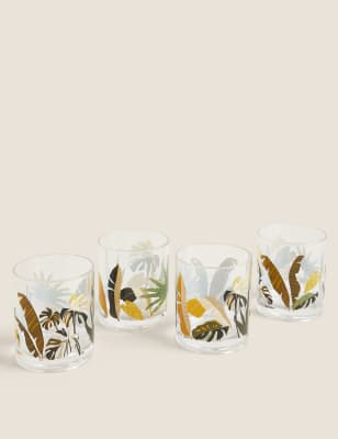 

M&S Collection 4 Picknickgläser mit Dschungelmotiv - Mehrfarbig, Mehrfarbig