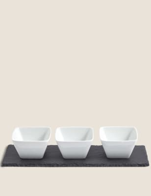 Set of 3 Tapas Bowls with Slate Platter - GR