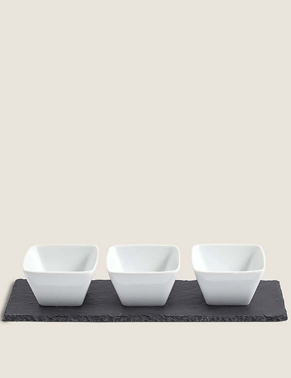 Set of 3 Tapas Bowls with Slate Platter - GR