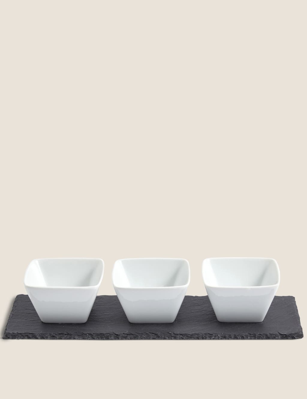 Set of 3 Tapas Bowls with Slate Platter