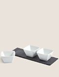 Set of 3 Tapas Bowls with Slate Platter