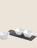 Lot de 3&nbsp;coupelles à tapas avec plateau en ardoise