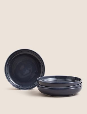 M&S Set of 4 Marlowe Pasta Bowls - Dark Grey, Dark Grey,Light Grey