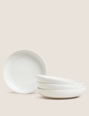 M&S Set of 4 Marlowe Pasta Bowls - White, White,Dark Grey,Light Grey