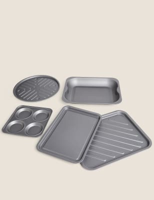 

M&S Collection 5 Piece Aluminium Roasting Set - Silver, Silver