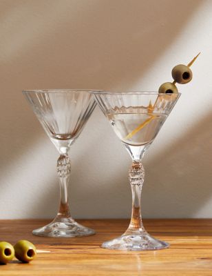 M&S Set of 2 Martini Glasses - Clear, Clear