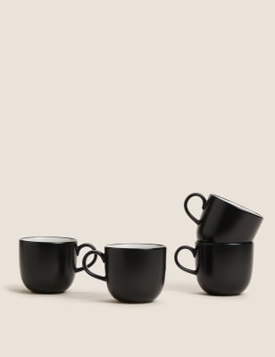 

M&S Collection Set of 4 Tribeca Mugs - Black, Black