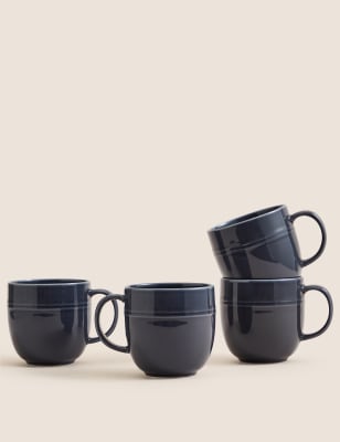 

M&S Collection Set of 4 Marlowe Mugs - Dark Grey, Dark Grey