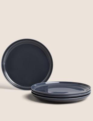 M&S Set of 4 Marlowe Dinner Plates - Dark Grey, Dark Grey,Light Grey