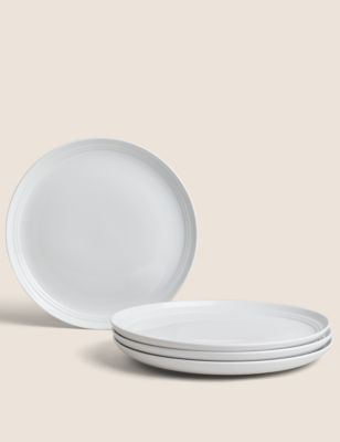 

M&S Collection Set of 4 Marlowe Dinner Plates - White, White