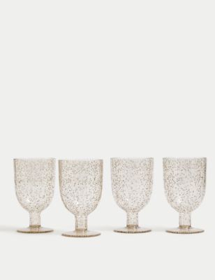 M&S Set of 4 Global Artisan Picnic Wine Glasses - Beige, Beige