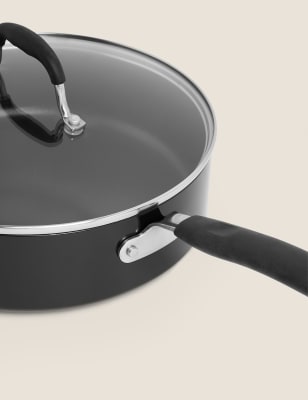 

M&S Collection Black Aluminium 26cm Large Non-Stick Sauté Pan, Black