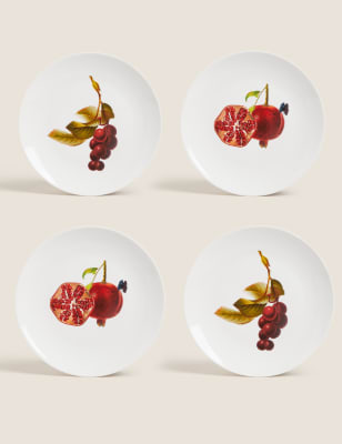 

Juego de 4 platos de postre de frutas - Multicolor, Multicolor