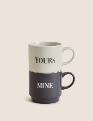 Lot de 2&nbsp;mugs à texte «&nbsp;Mine&nbsp;» et «&nbsp;Yours&nbsp;» - CA